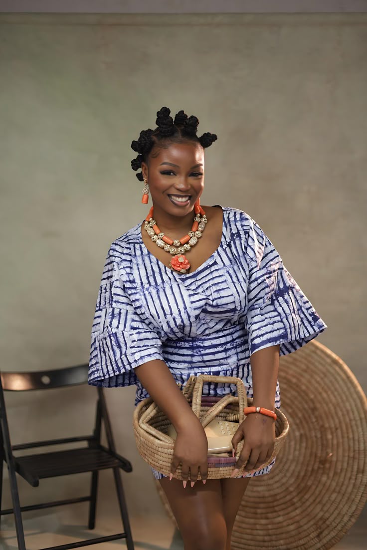 Yoruba Woman in Adire clothing