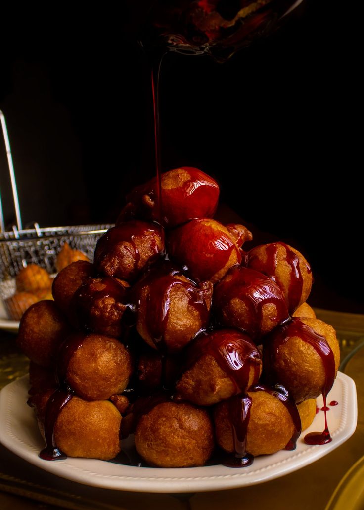 Nigerian puff-puff with a vibrant hibiscus glaze