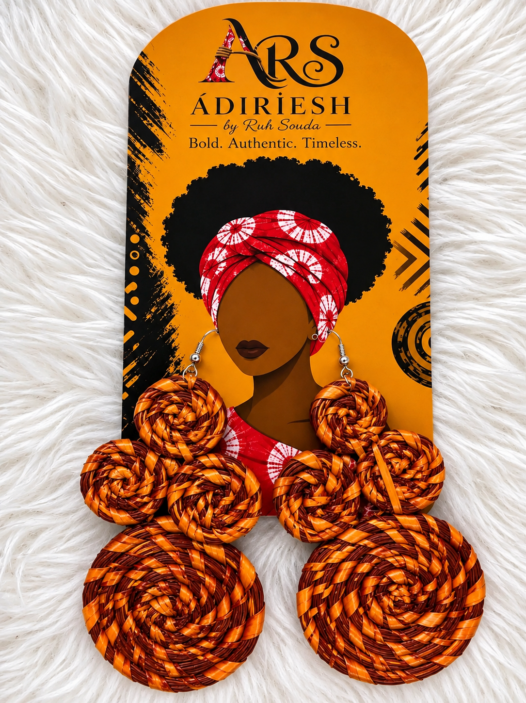 Sunset Spiral Cascade Handwoven African Statement Earrings