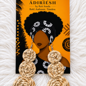 Natural Triple Spiral Handwoven African Statement Earrings