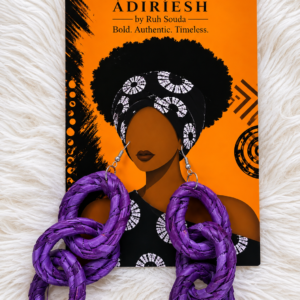 Purple Triple Spiral Handwoven African Statement Earrings