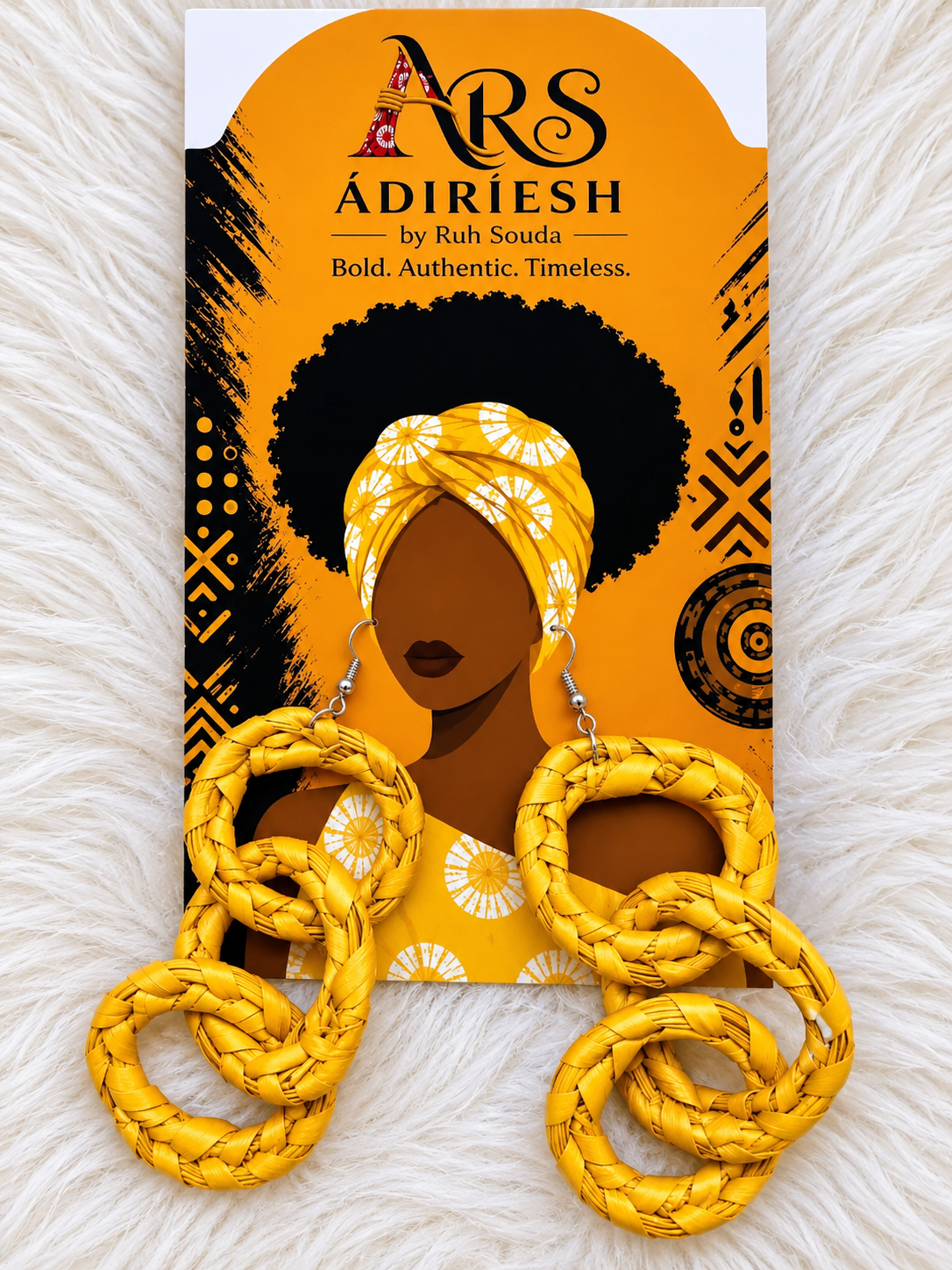 Sunshine Cascade Handwoven African Statement Earrings
