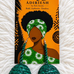 Green Woven Bell Handwoven African Statement Earrings