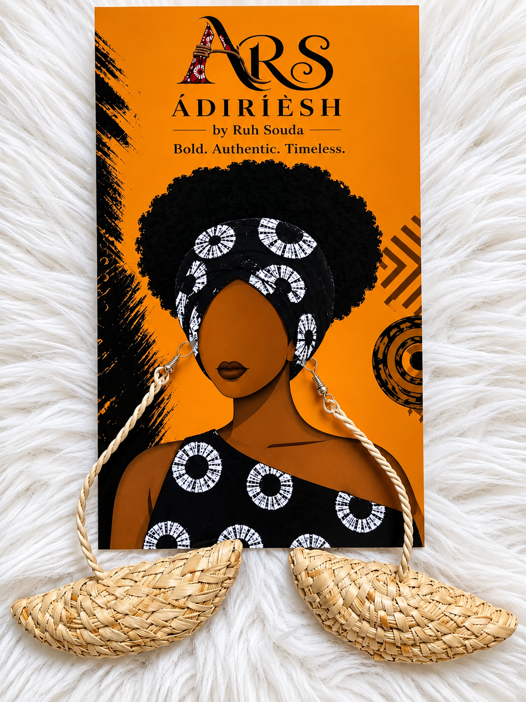Natural Crescent Handwoven African Statement Earrings