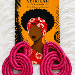 Pink Spiral Handwoven African Statement Earrings