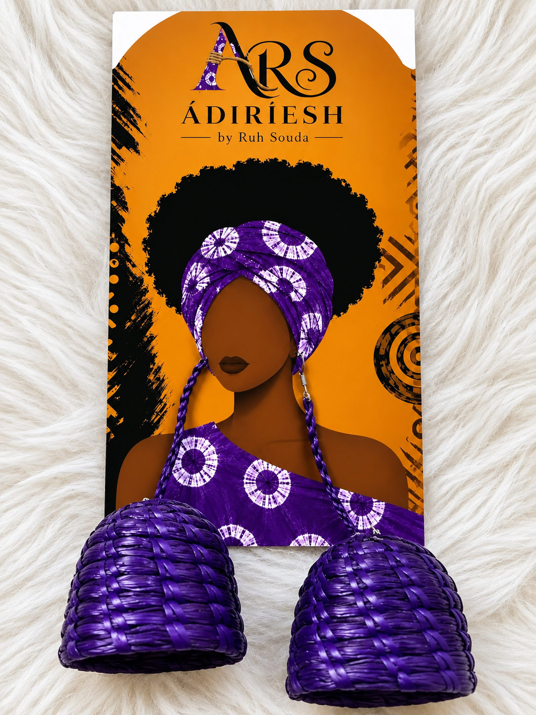 Royal Purple Bell Handwoven African Statement Earrings