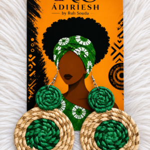 Emerald Halo Handwoven African Statement Earrings