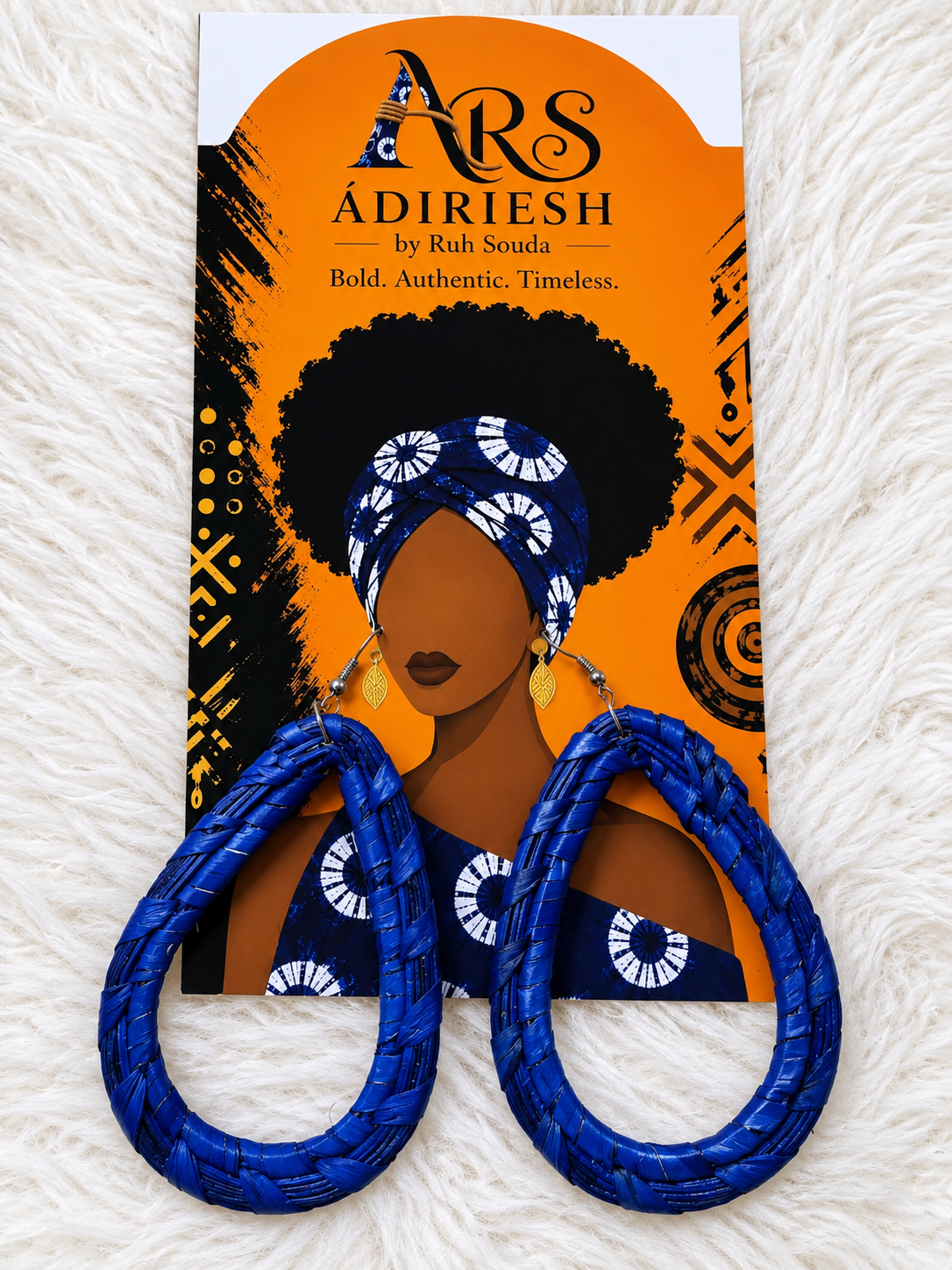 Blue Statement Handwoven African Statement Earrings