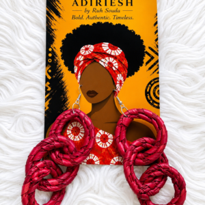 Crimson Cascade Handwoven African Statement Earrings