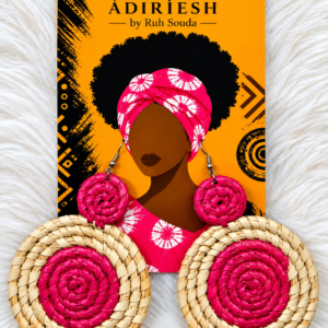 Pink Halo Handwoven African Statement Earrings