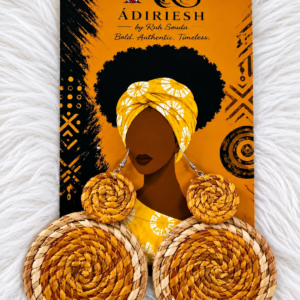 Golden Double Disc Handwoven African Statement Earrings