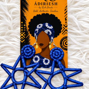 Blue Starburst Handwoven African Statement Earrings