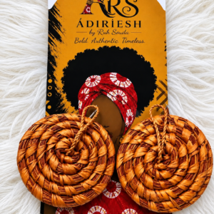 Caramel Spiral Disc Handwoven African Statement Earrings