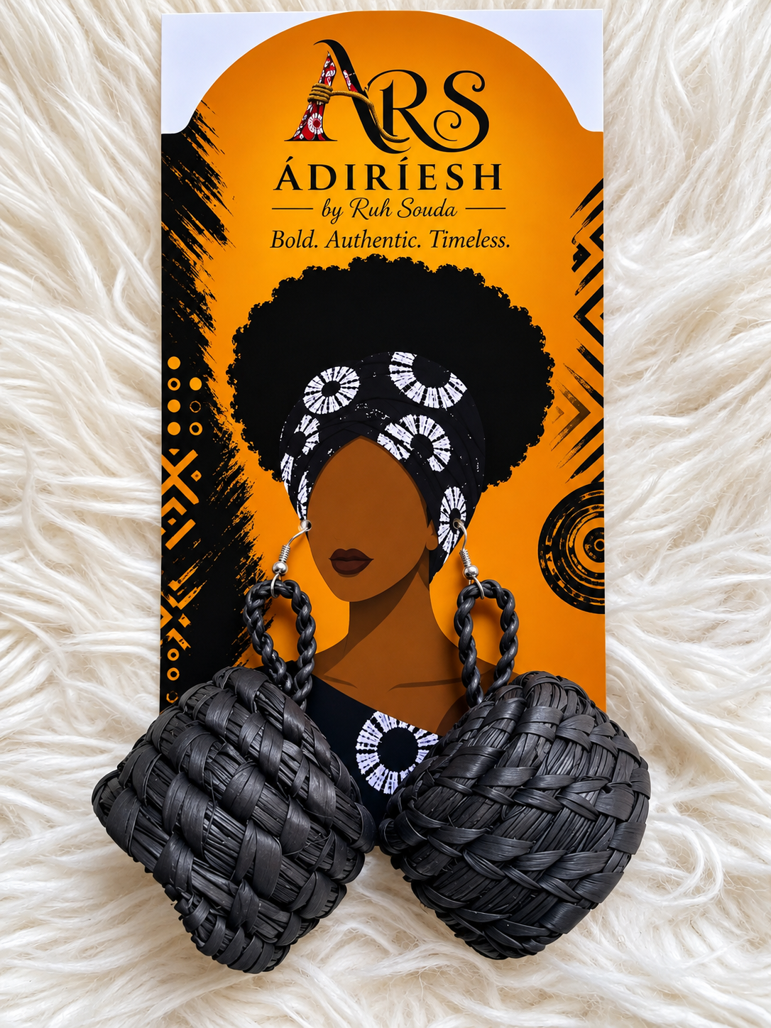 Midnight Weave Handwoven African Statement Earrings